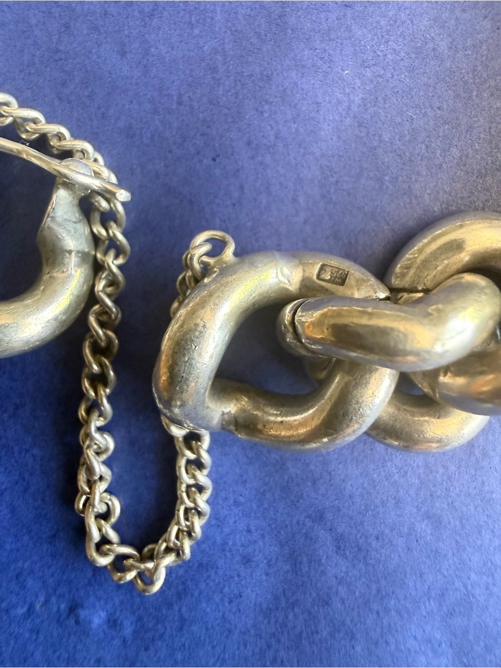 Sterling Silver vintage Polish curb link bracelet weighing 115g from 1980 - Picture 10 of 10